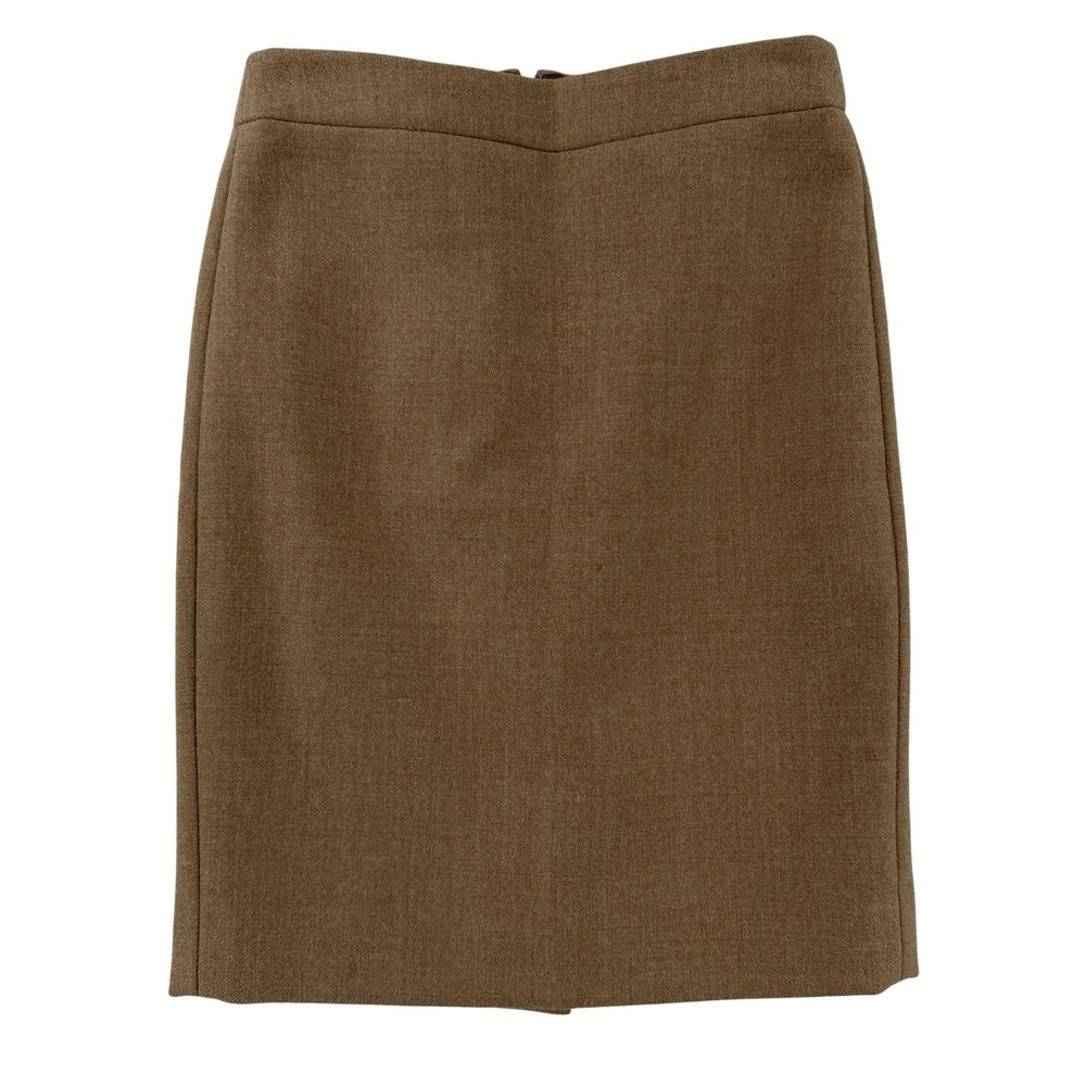 J.Crew Skirt Womens Petite 00P Brown Wool No 2 Pencil Knee Length‎ Lined